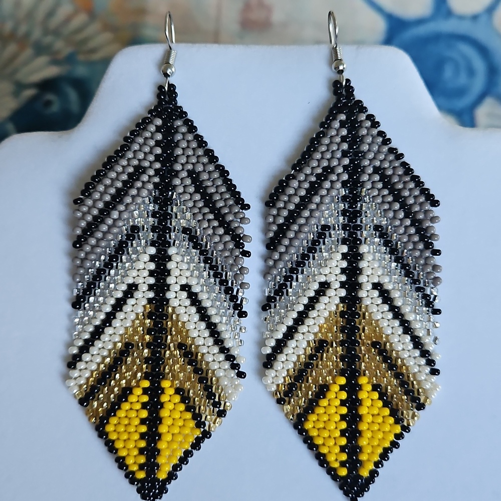 Beaded Feather Earrings